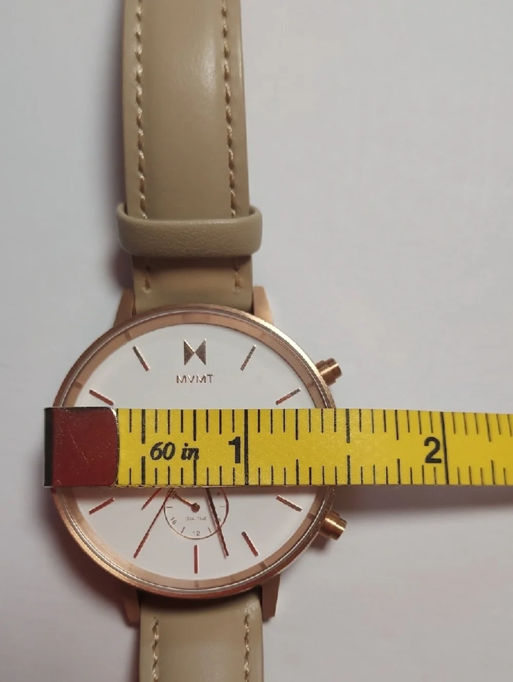 MVMT Rose gold Watch With Beige Leather Strap Chronograph Watch